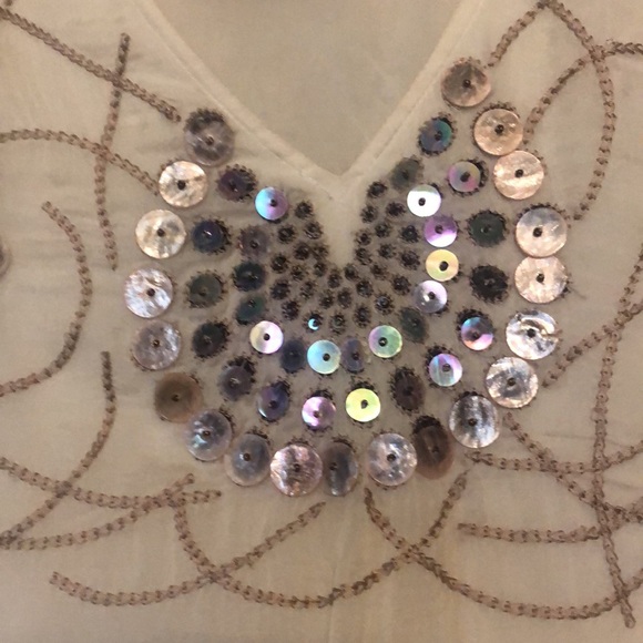 ALICE AND OLIVIA SILK EMBELLISHED TOP SZ L - Picture 4 of 12